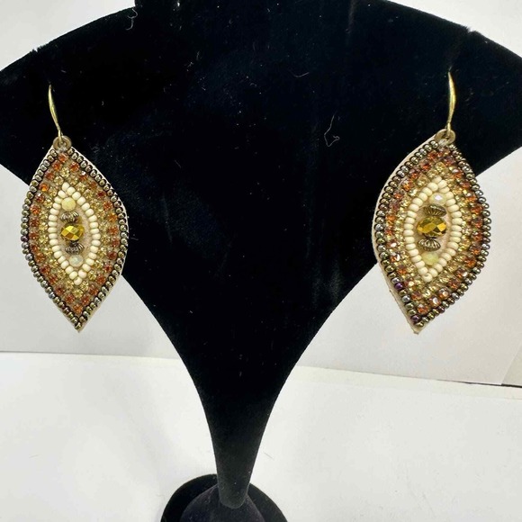 Beaded Dangle Earrings Handmade Statement Earrings Bohemian Style‎ - Picture 1 of 7